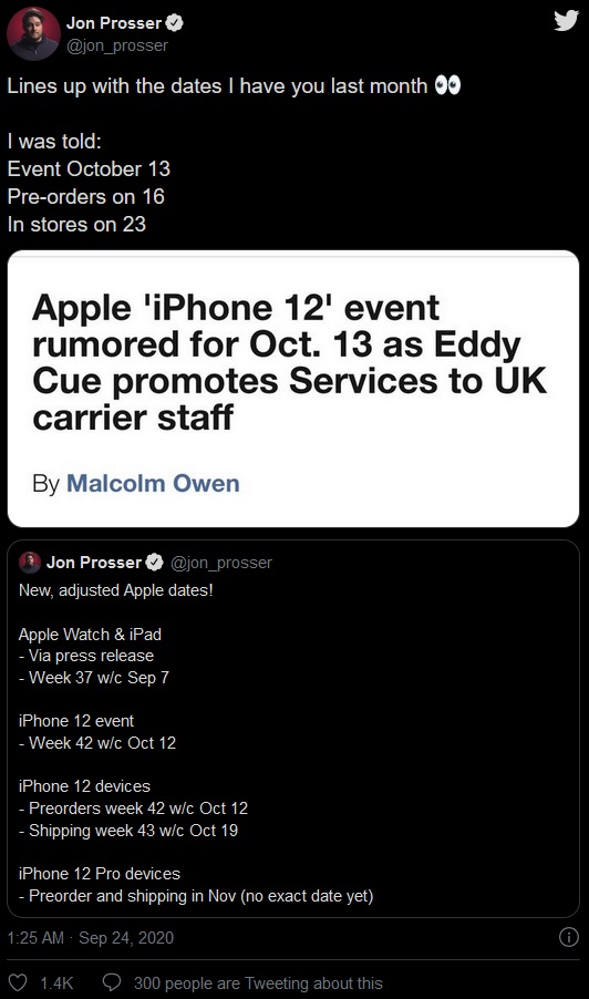 消息人士确认苹果 10 月 13 日发布 iPhone 12，Pro 系列晚些时候到货