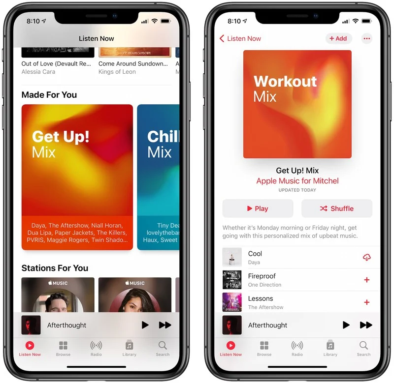 Apple Music 将「Get Up！」歌单 重命名为 「Workout」