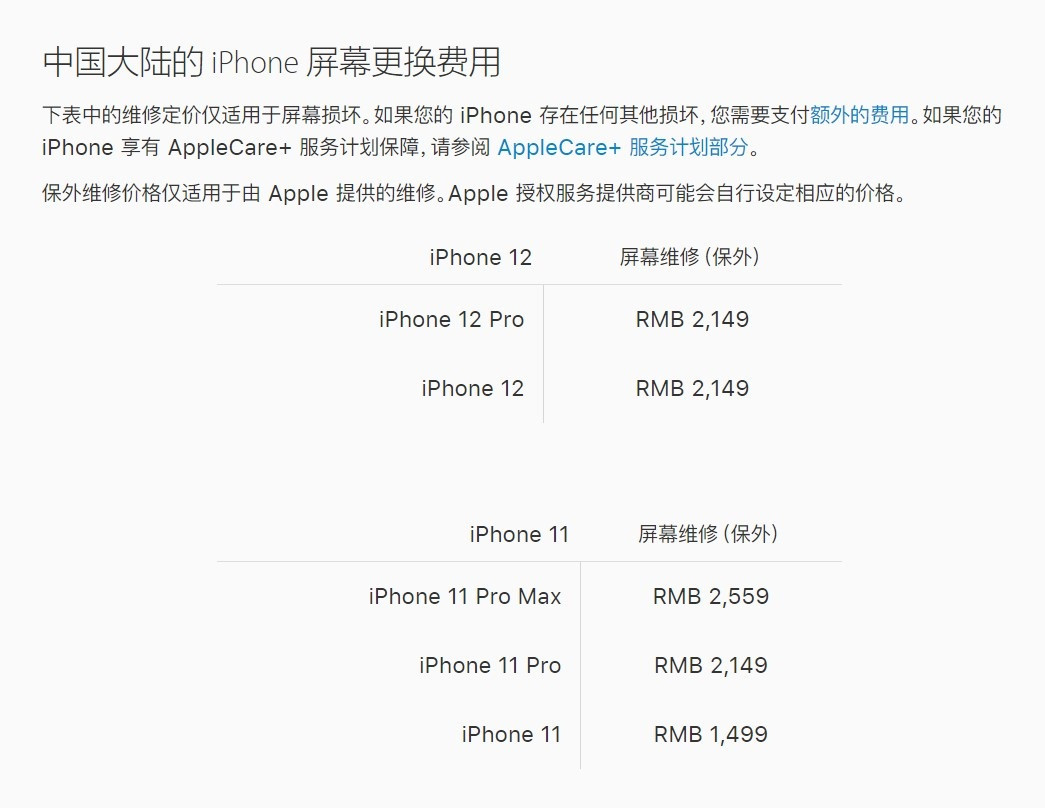 苹果公布 iPhone 12/12 Pro 屏幕更换价格：2149 元