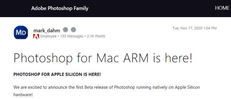 Adobe 发布全新 Photoshop Beta：支持 Arm 架构
