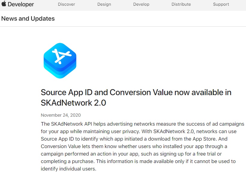 苹果：SKAdNetwork 现已支持来源 App ID