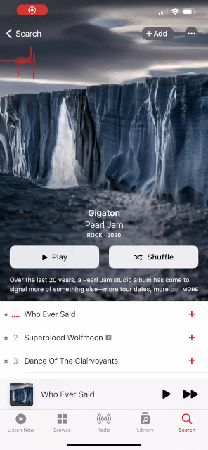 Apple Music 专辑封面现在有了动态效果