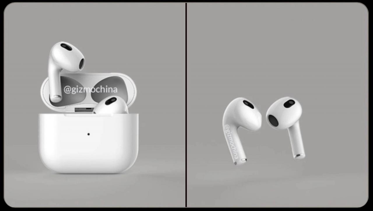Gizmochina 分享疑似为 AirPods 3 的渲染图
