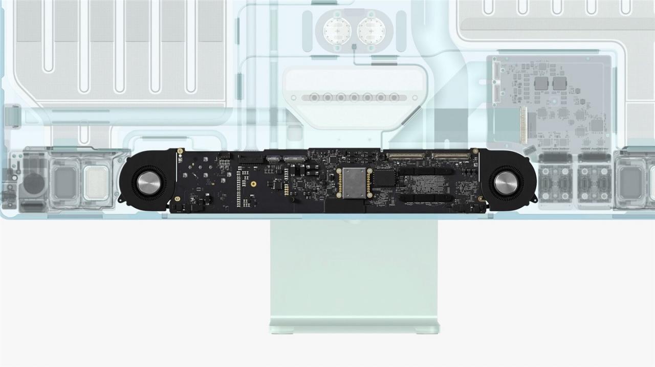 iMac 2021 内部构造：主板放在下巴里，超迷你双风扇