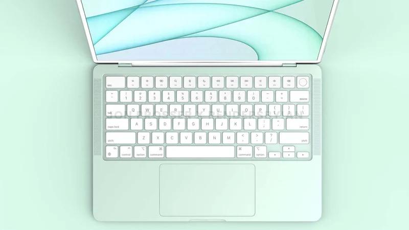 苹果新一代七彩 MacBook Air 渲染图曝光：白色键盘+触控板变小