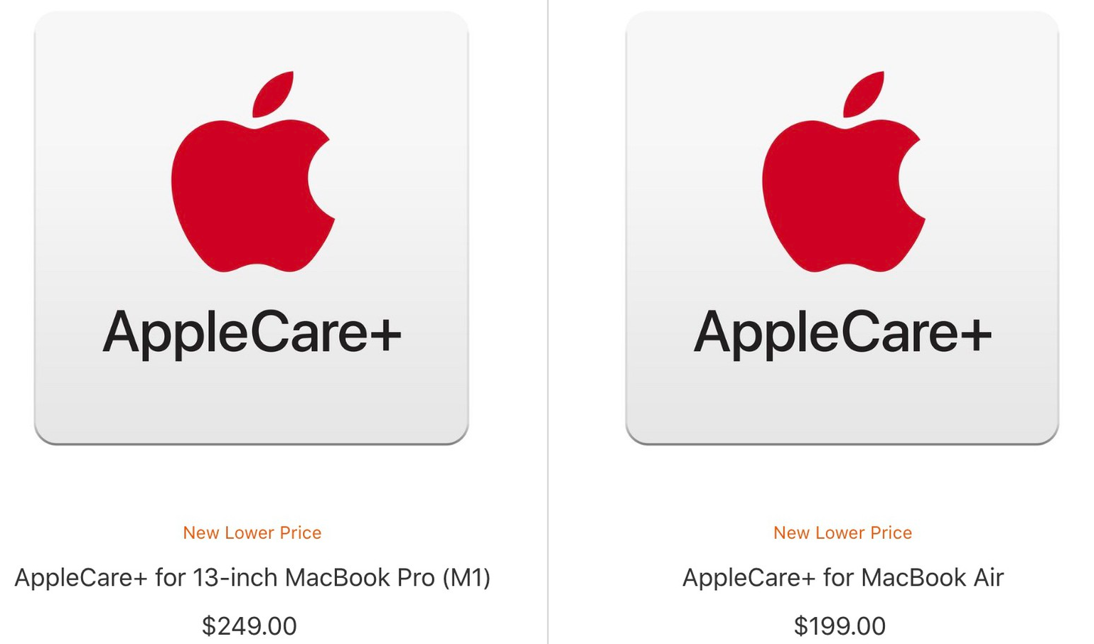 苹果降低 M1 MacBook Air 和 MacBook Pro 的 AppleCare+ 价格