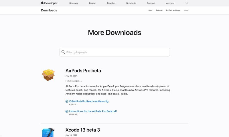 苹果 AirPods Pro Beta 更新发布：安装需运行 iOS 15 Beta 的 iPhone